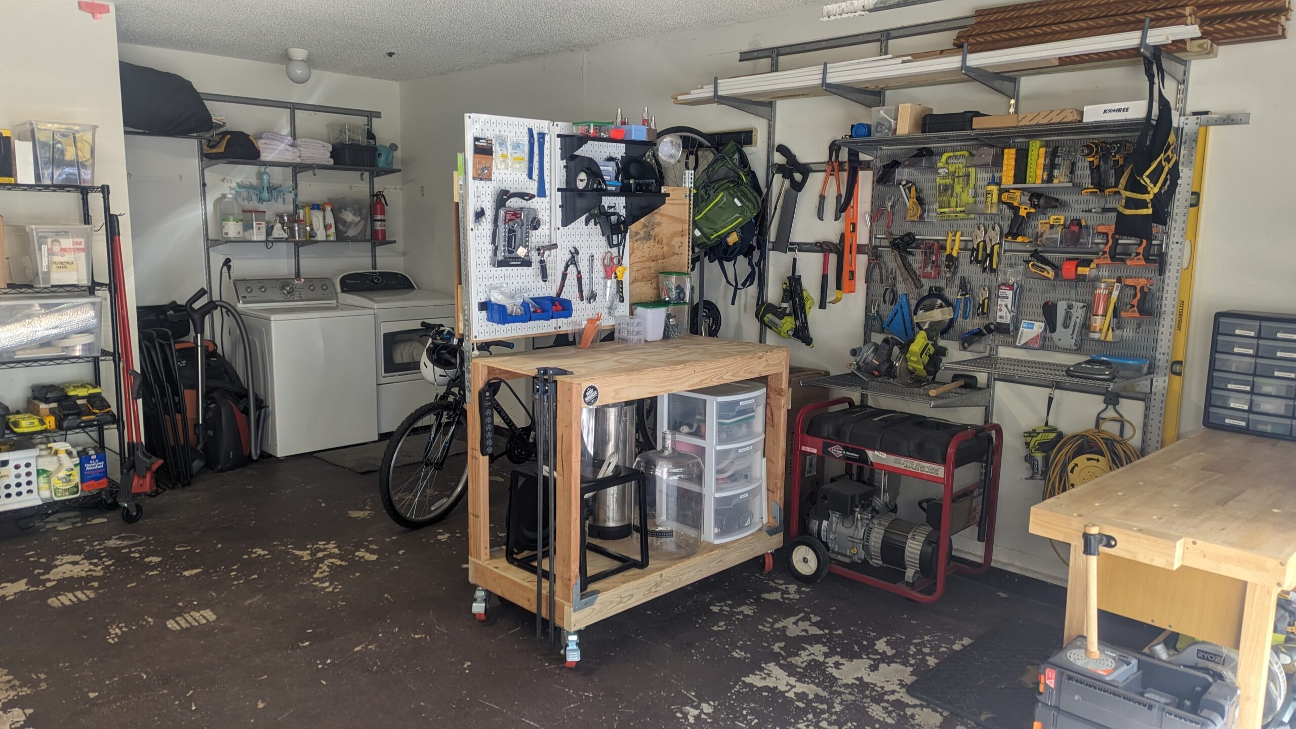 An "after" image of an ordered, functional garage.